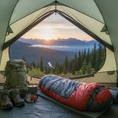 Big Agnes Torchlight 20 sleeping bag inside a backpacking tent with gear