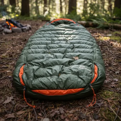 Big Agnes Torchlight 20 sleeping bag unzipped to show expandable panels